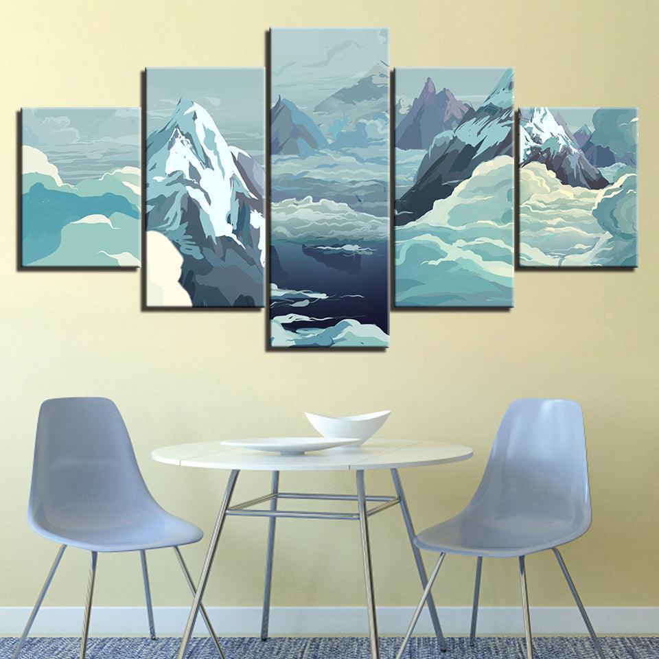 The Icy Winter 5 Piece HD Multi Panel Canvas Wall Art Frame-Original Frame