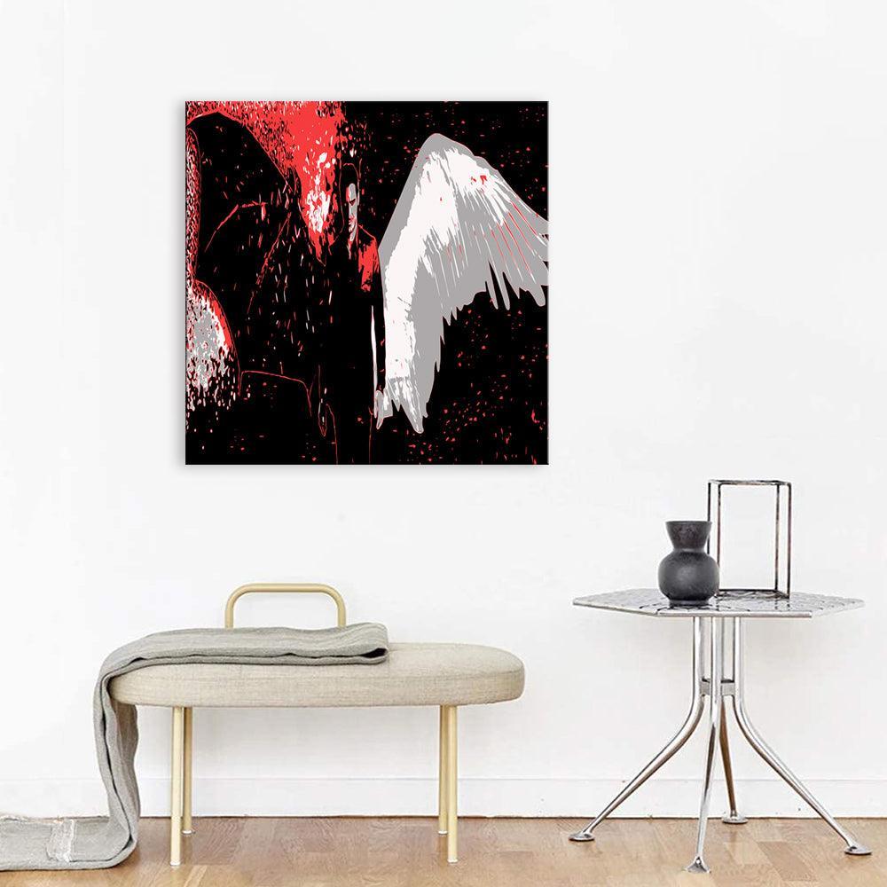 Black & Red Lucifer´s 1 Piece HD Multi Panel Canvas Wall Art Frame-Original Frame