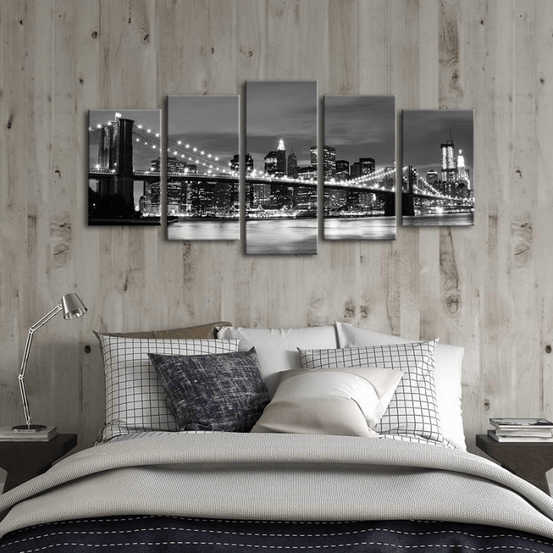 Brooklyn Bridge Cityscape Canvas Wall Art Set-Original Frame