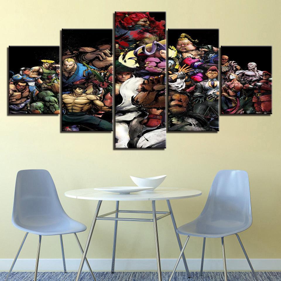 The Fighters Cartoon 5 Piece HD Multi Panel Canvas Wall Art Frame-Original Frame