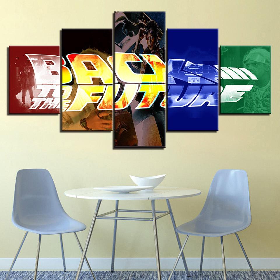 Back To The Future 5 Piece HD Multi Panel Canvas Wall Art Frame-Original Frame