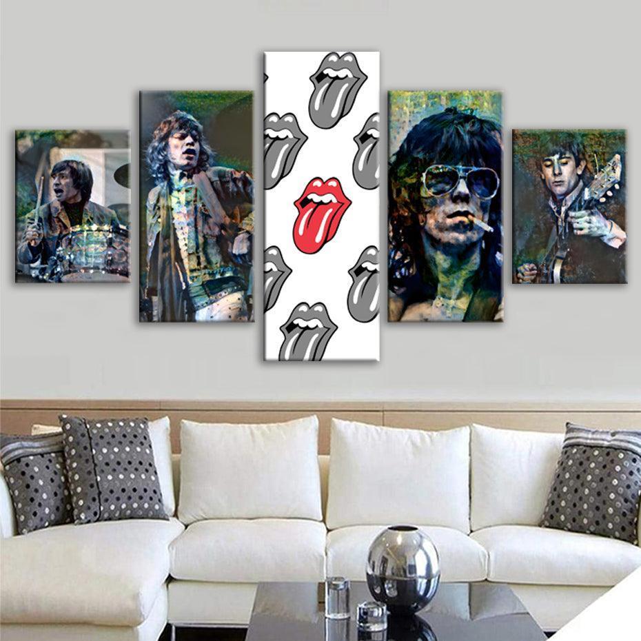 Rolling Stones 5 Piece HD Multi Panel Canvas Wall Art Frame-Original Frame