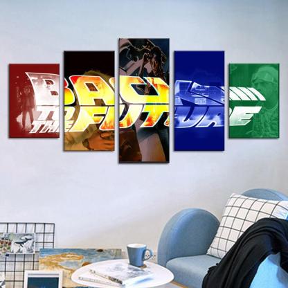Back To The Future 5 Piece HD Multi Panel Canvas Wall Art Frame-Original Frame