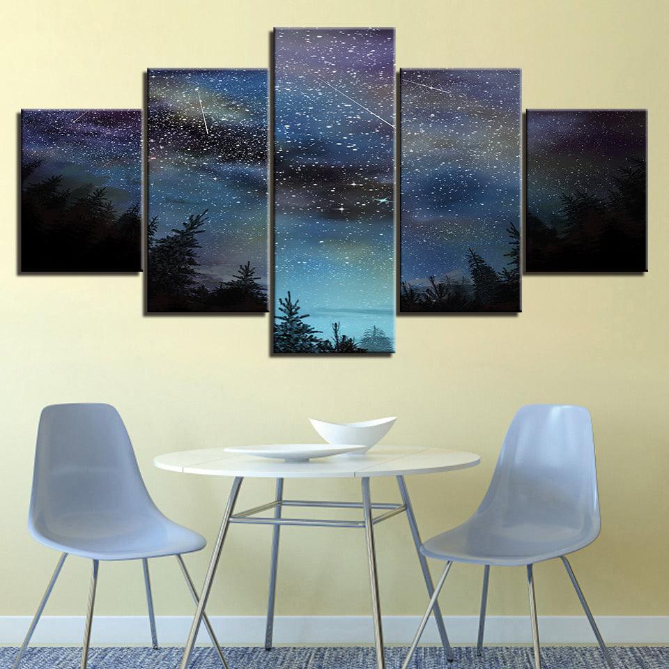The Night Sky 5 Piece HD Multi Panel Canvas Wall Art Frame-Original Frame