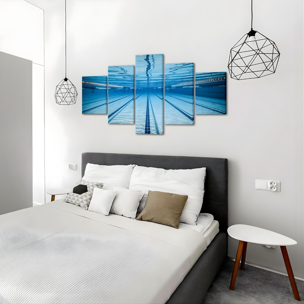Underwater Swimming Pool Panorama Canvas Wall Art Set
