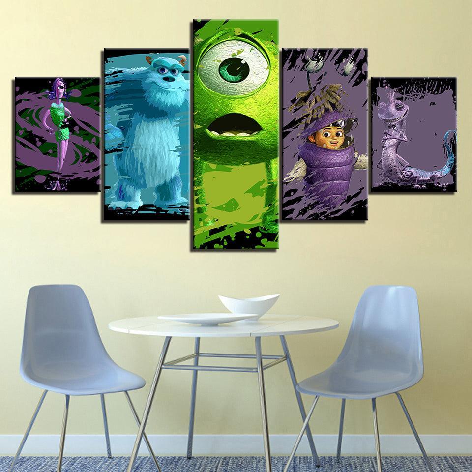 The Animals Inc Movie 5 Piece HD Multi Panel Canvas Wall Art Frame-Original Frame