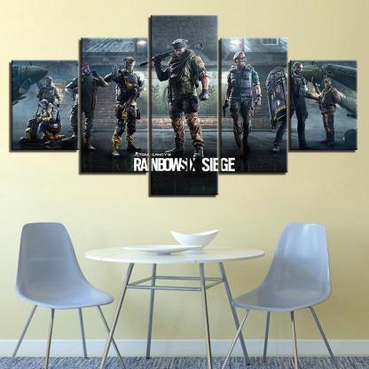 Rainbow Six Siege 5 Piece HD Multi Panel Canvas Wall Art Frame-Original Frame