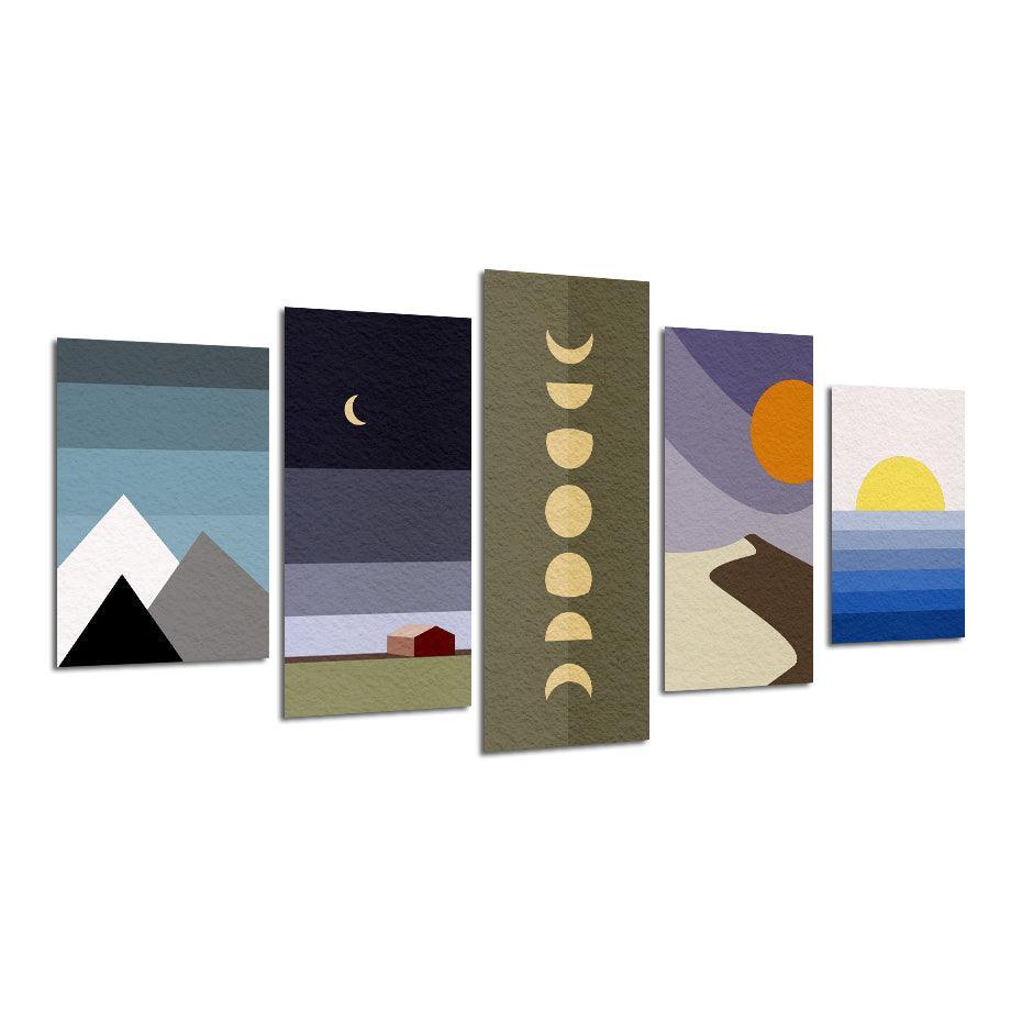 Abstract Sky Digital Art 5 Piece HD Multi Panel Canvas Wall Art Frame-Original Frame