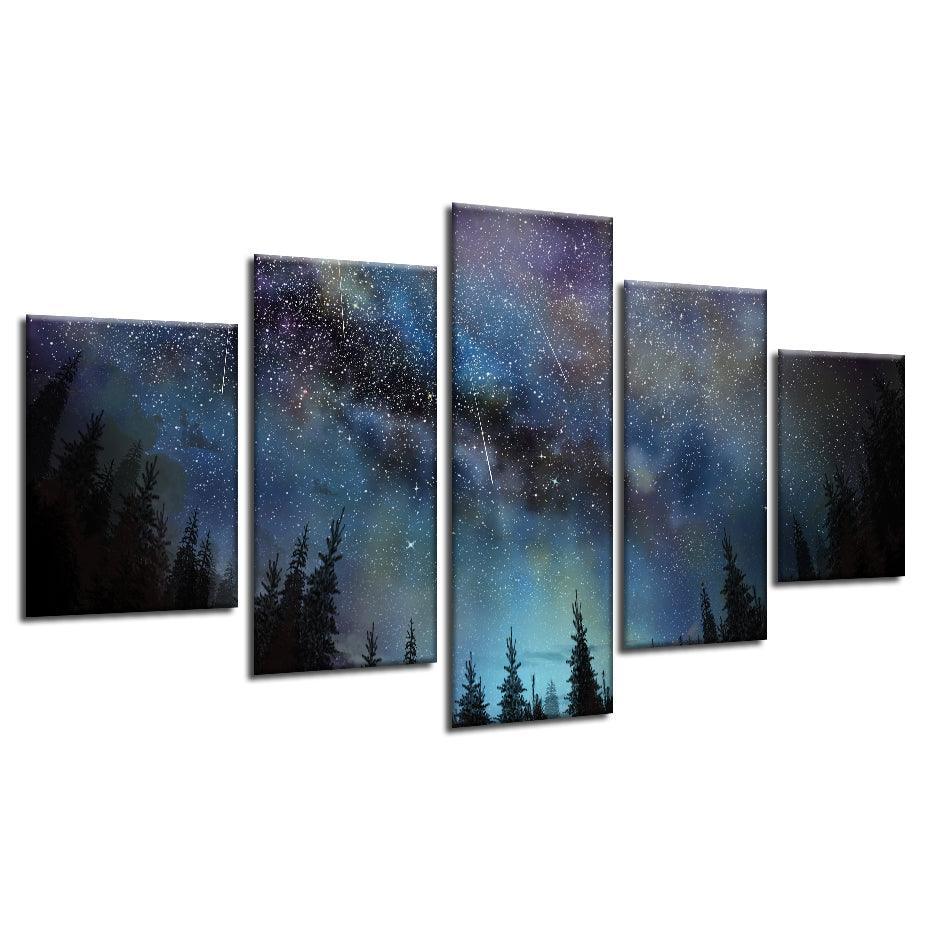 Stunning Starry Sky 5 Piece HD Multi Panel Canvas Wall Art Frame-Original Frame