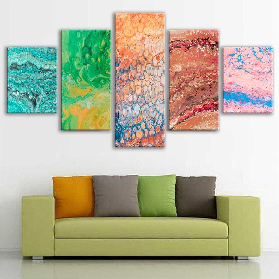 Pixelated Patterns 5 Piece HD Multi Panel Canvas Wall Art-Original Frame