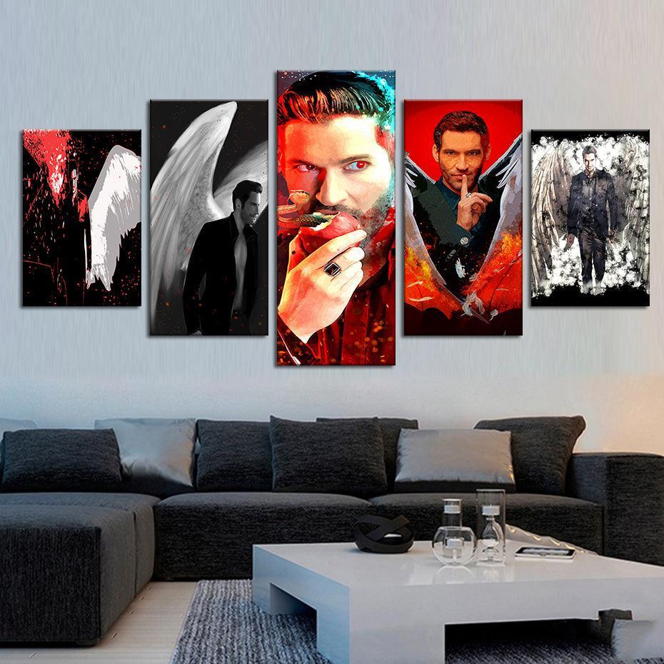 Lucifer 5 Piece HD Multi Panel Canvas Wall Art Frame-Original Frame