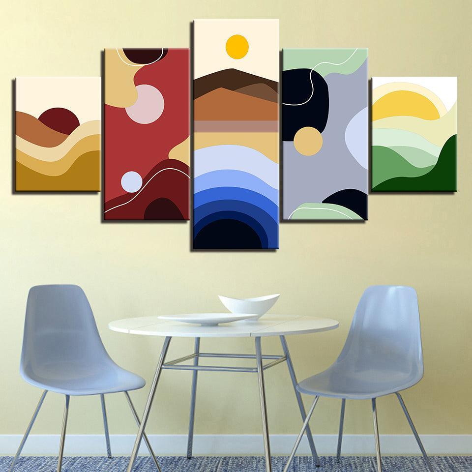 The Abstract Landscapes 5 Piece HD Multi Panel Canvas Wall Art Frame-Original Frame