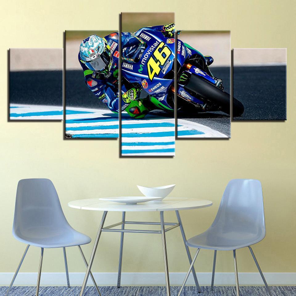 Motorcycle Race 5 Piece HD Multi Panel Canvas Wall Art Frame-Original Frame