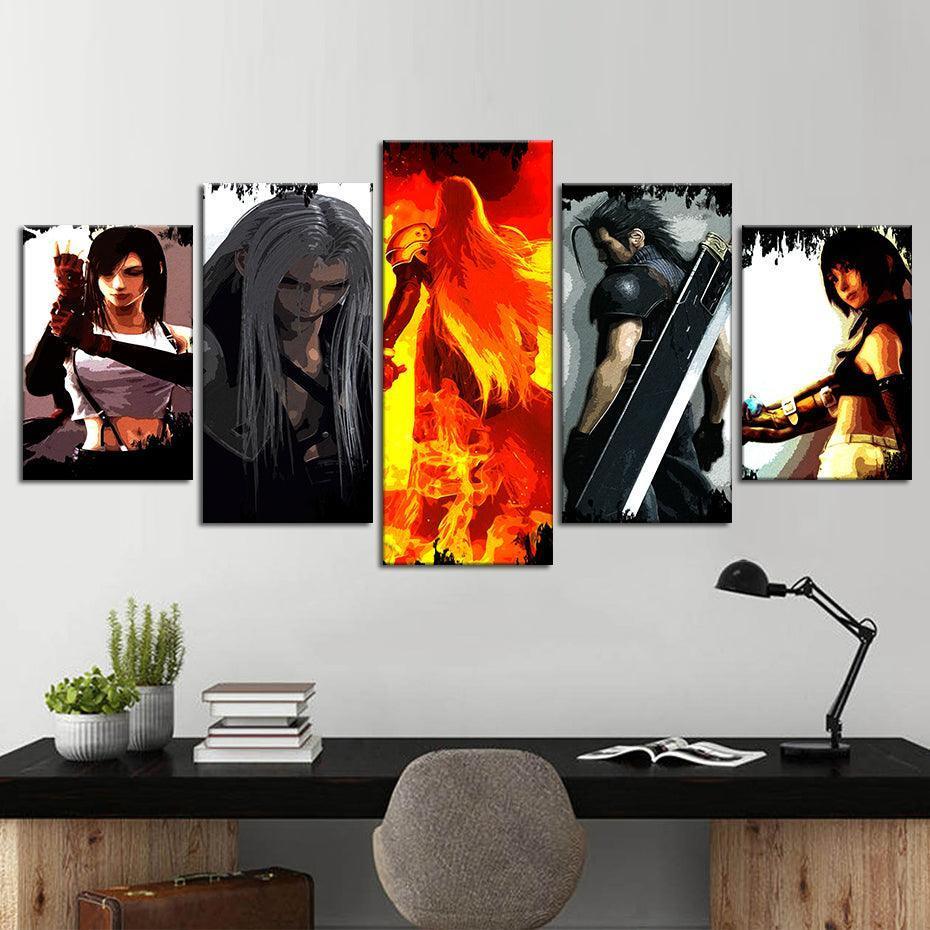 Final Fantasy 5 Piece HD Multi Panel Canvas Wall Art Frame-Original Frame