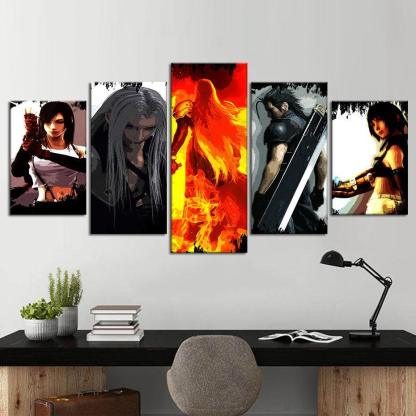 Final Fantasy 5 Piece HD Multi Panel Canvas Wall Art Frame-Original Frame