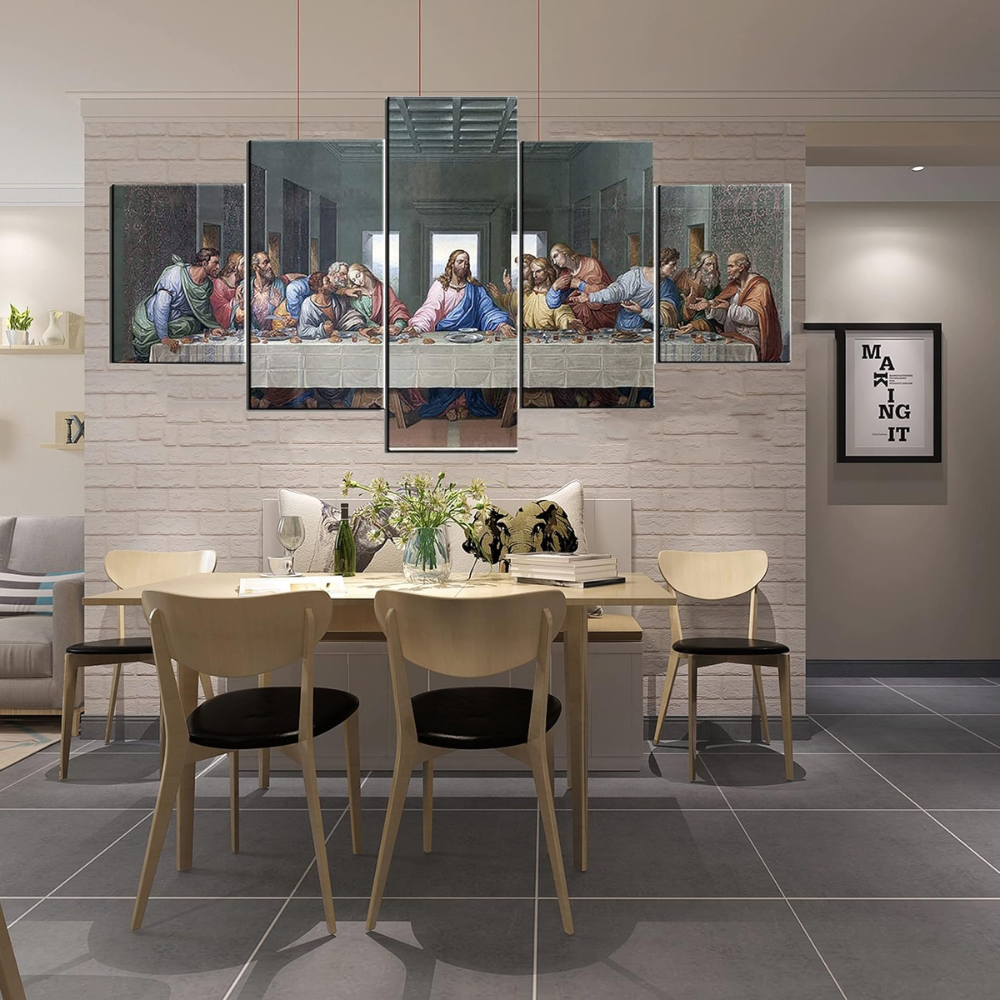 The Last Supper Jesus Canvas Art 5 Piece Framed Wall Decor