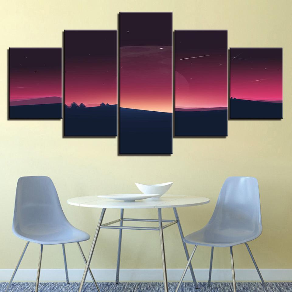 The Desert´s Sunset 5 Piece HD Multi Panel Canvas Wall Art Frame-Original Frame
