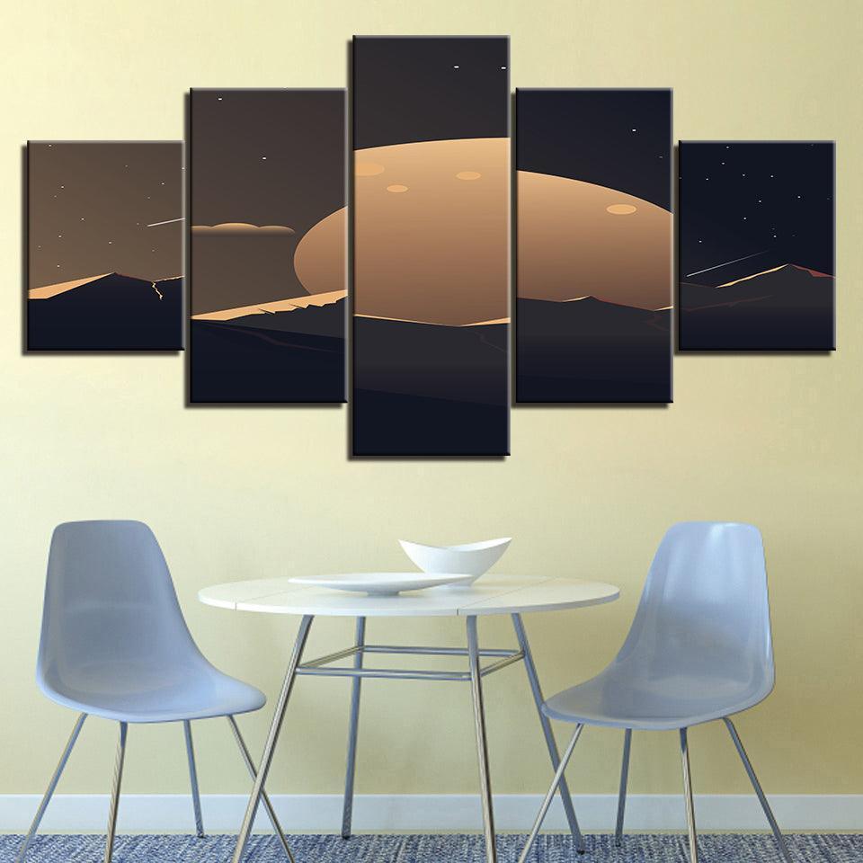 The Abstract Moon Of The Desert 5 Piece HD Multi Panel Canvas Wall Art Frame-Original Frame