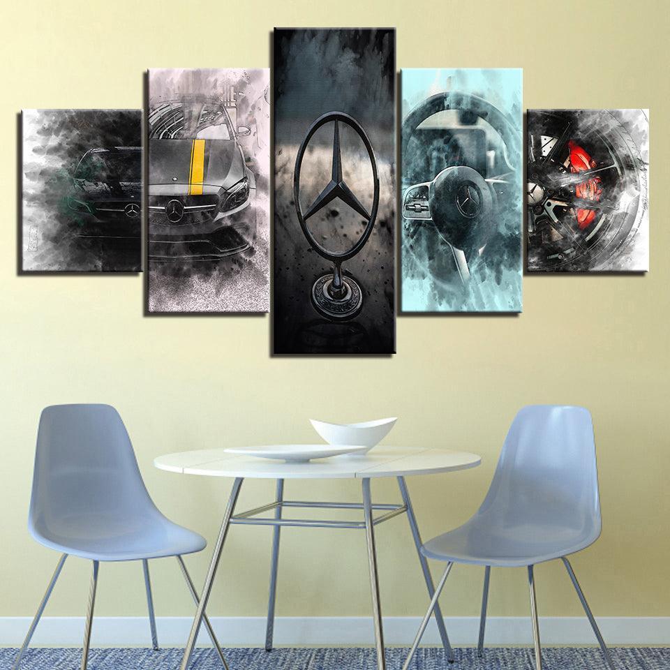 The Smokey Fancy Car Collection 5 Piece HD Multi Panel Canvas Wall Art Frame-Original Frame