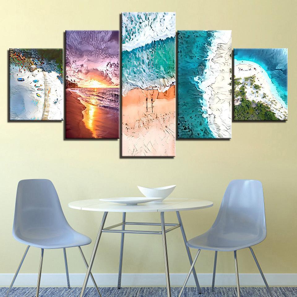 The Abstract Beaches Collection 5 Piece HD Multi Panel Canvas Wall Art Frame-Original Frame