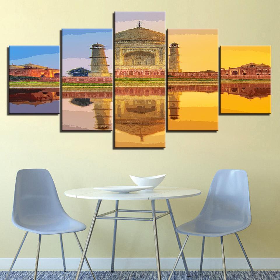 The Sunset From The Palace 5 Piece HD Multi Panel Canvas Wall Art Frame-Original Frame