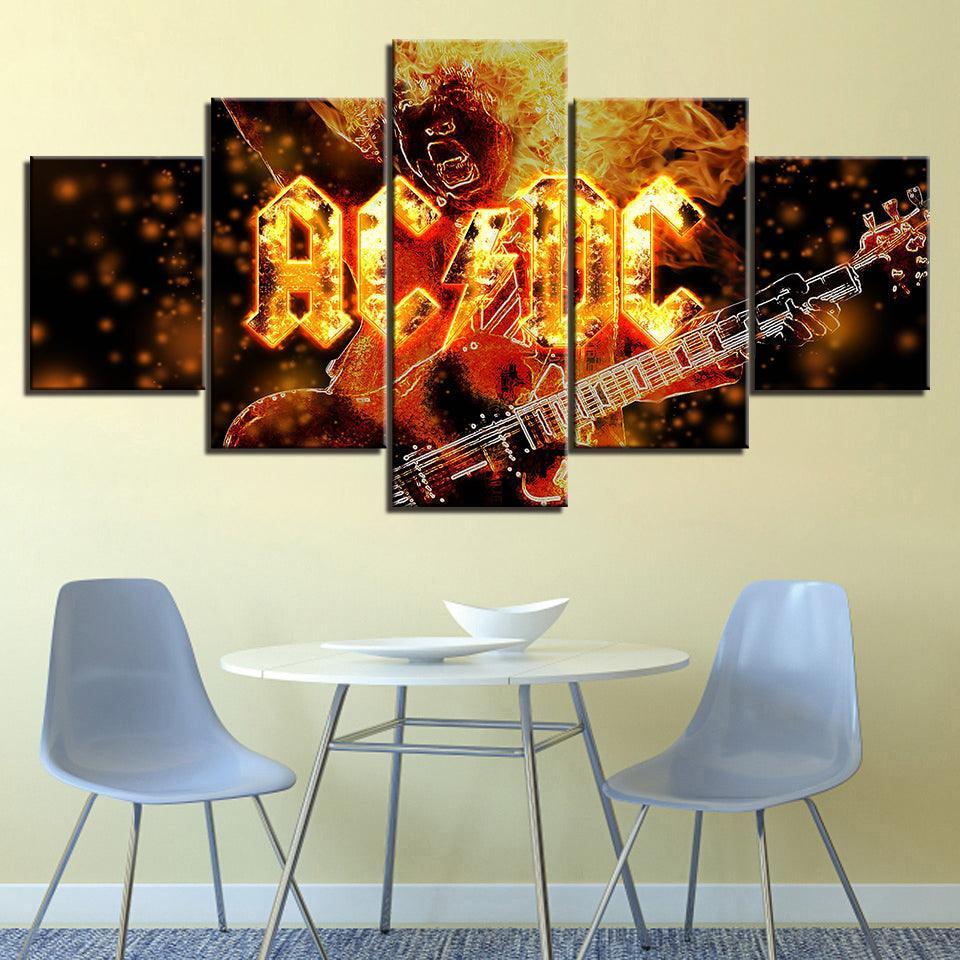 ACDC 5 Piece HD Multi Panel Canvas Wall Art Frame-Original Frame