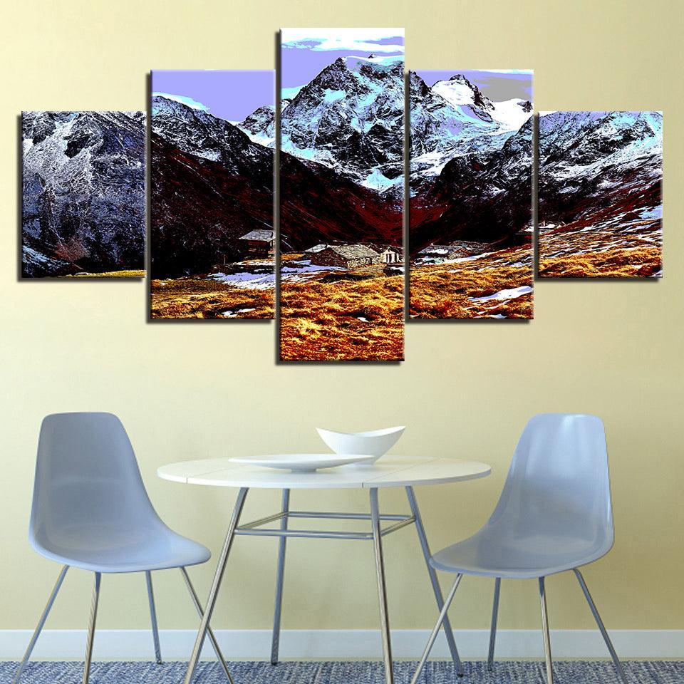 The Rocky Mountains Collection 5 Piece HD Multi Panel Canvas Wall Art Framee-Original Frame