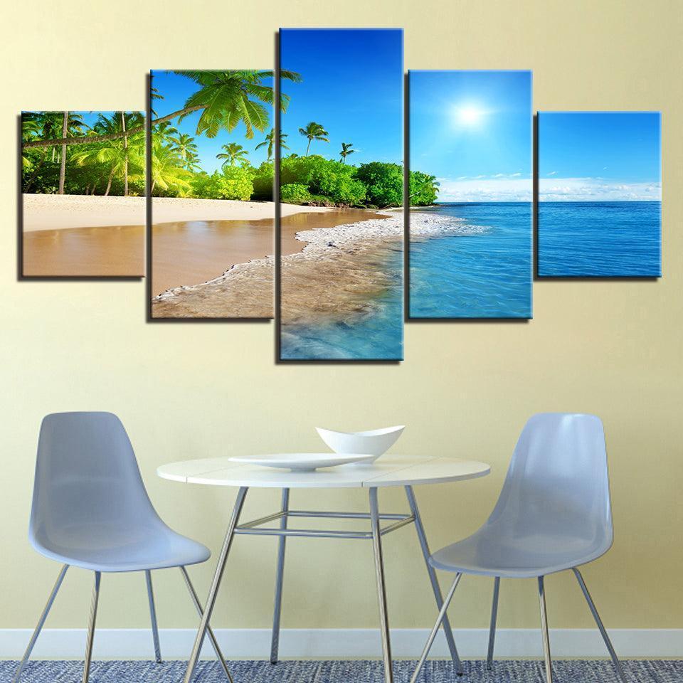 Sunny Beach HD Multi Panel Canvas Wall Art Frame-Original Frame
