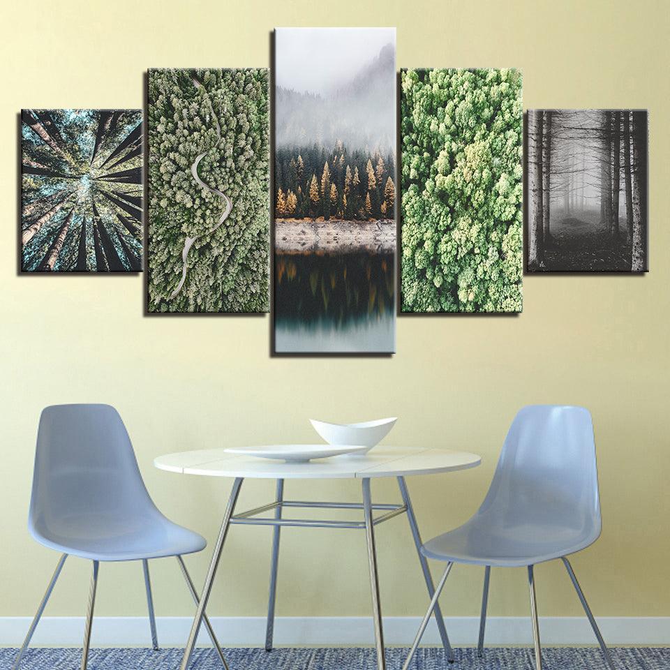 Evenings In The Woods Collection 5 Piece HD Multi Panel Canvas Wall Art Frame-Original Frame