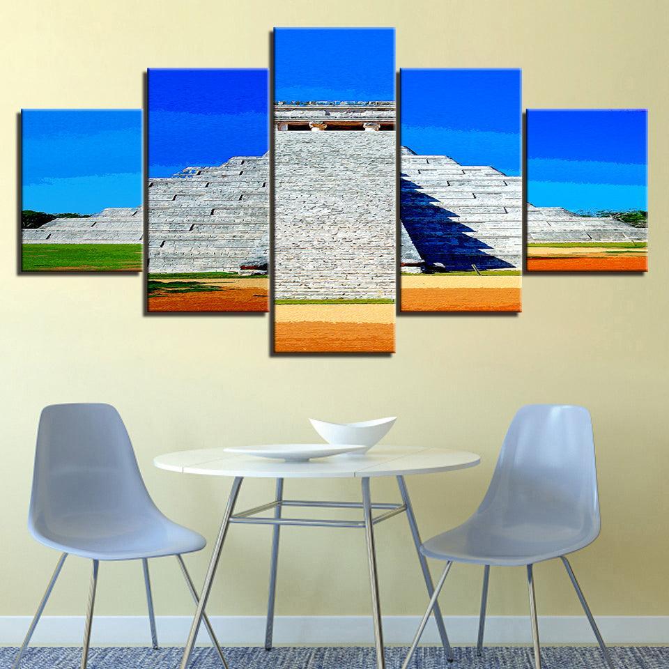 The Mexican Pyramid Collection 5 Piece HD Multi Panel Canvas Wall Art Frame-Original Frame