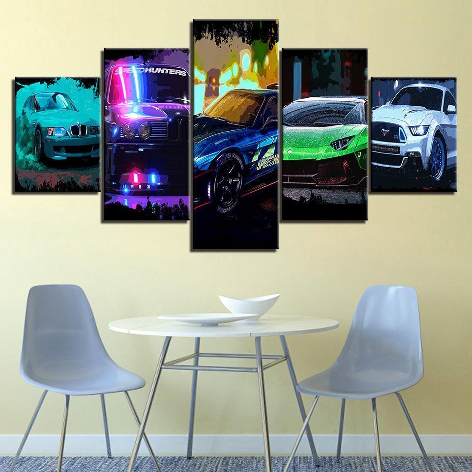 The Elite Racing Cars 5 Piece HD Multi Panel Canvas Wall Art Frame-Original Frame
