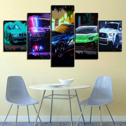The Elite Racing Cars 5 Piece HD Multi Panel Canvas Wall Art Frame-Original Frame