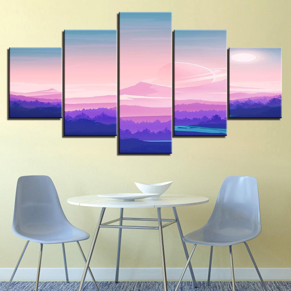 The Pink Collection 5 Piece HD Multi Panel Canvas Wall Art Frame-Original Frame