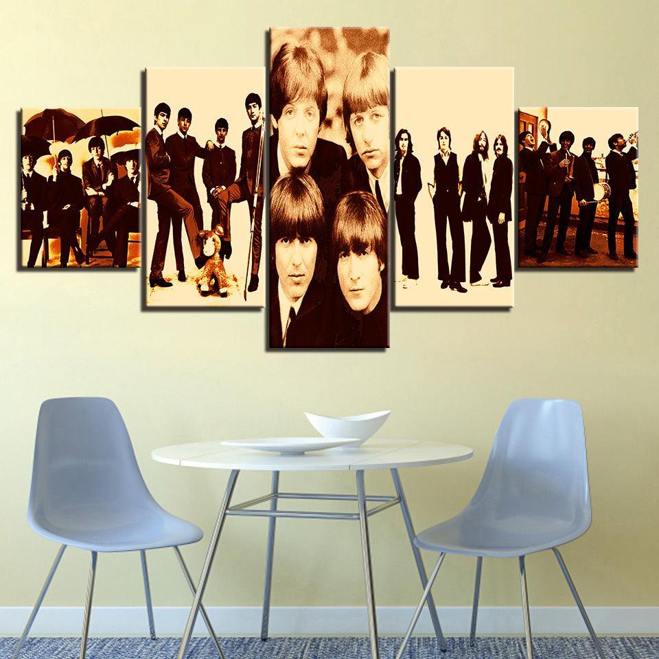 The Beatles 5 Piece HD Multi Panel Canvas Wall Art Frame-Original Frame