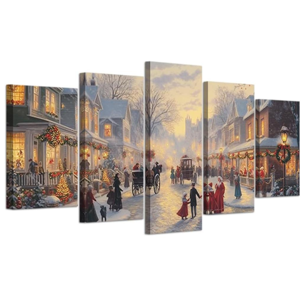 Christmas Canvas Wall Art 5 Pieces Winter Scene Wall Decor