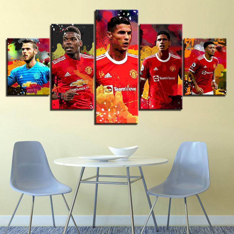 Manchester United Soccer 5 Piece HD Multi Panel Canvas Wall Art Frame-Original Frame