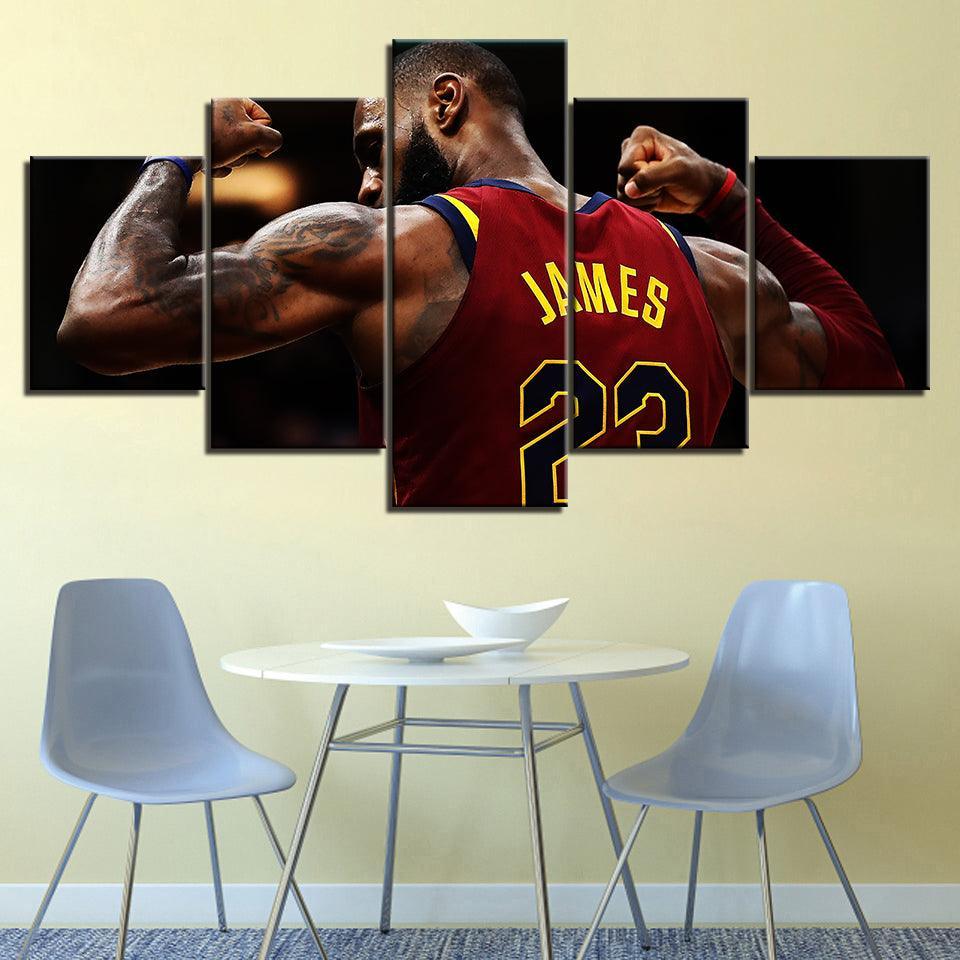 22 Lebron James 5 Piece HD Multi Panel Canvas Wall Art Frame-Original Frame