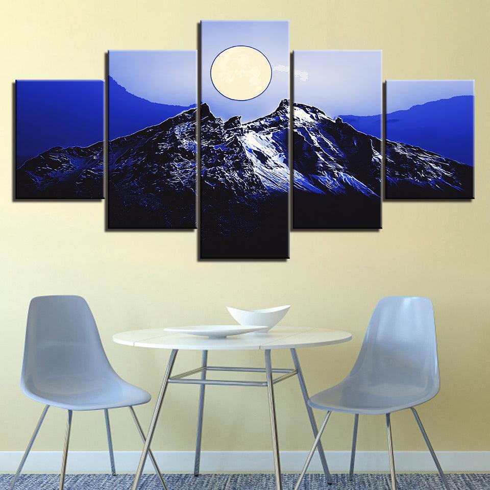 A Magical Full Moon Collection 5 Piece HD Multi Panel Canvas Wall Art Frame-Original Frame