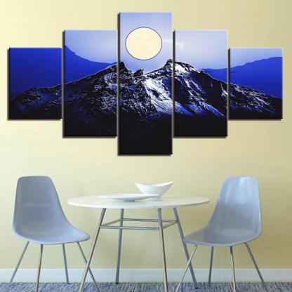 A Magical Full Moon Collection 5 Piece HD Multi Panel Canvas Wall Art Frame-Original Frame