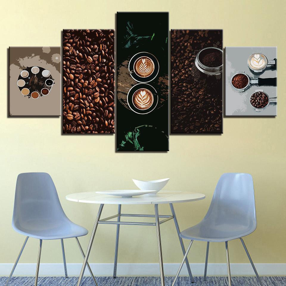 The Espresso Collection 5 Piece HD Multi Panel Canvas Wall Art Frame-Original Frame