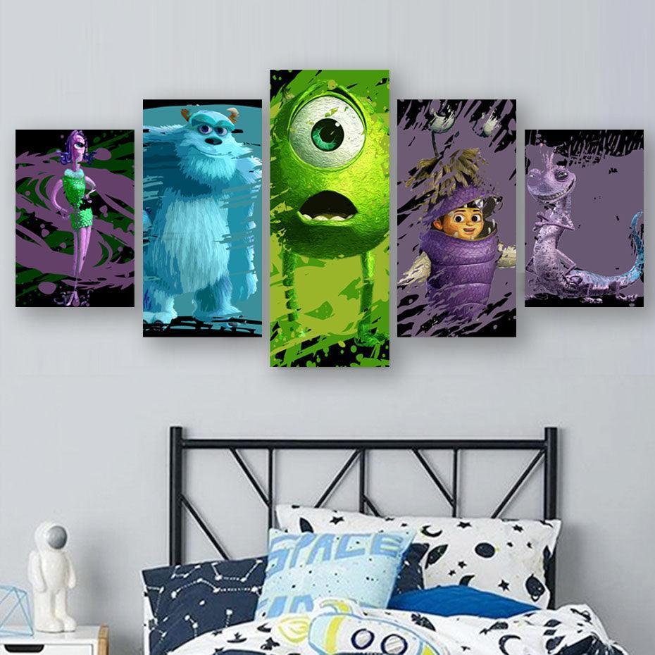 Monsters Inc. 5 Piece HD Multi Panel Canvas Wall Art Frame-Original Frame