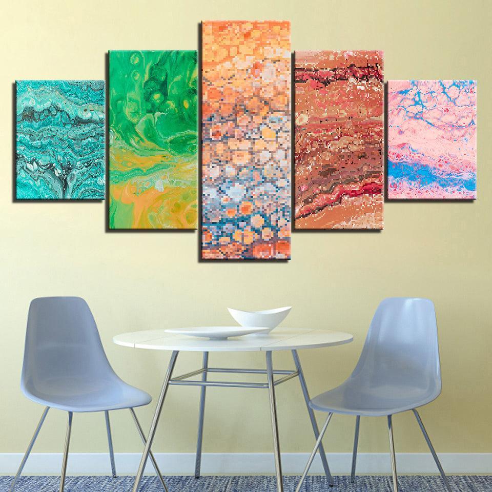 Abstract Colours Collection 5 Piece HD Multi Panel Canvas Wall Art Frame-Original Frame