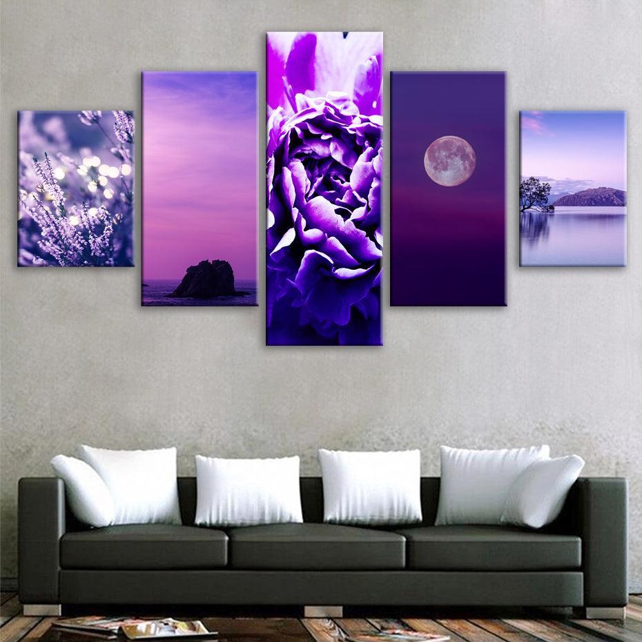 Very Peri Color 5 Piece HD Multi Panel Canvas Wall Art Frame-Original Frame