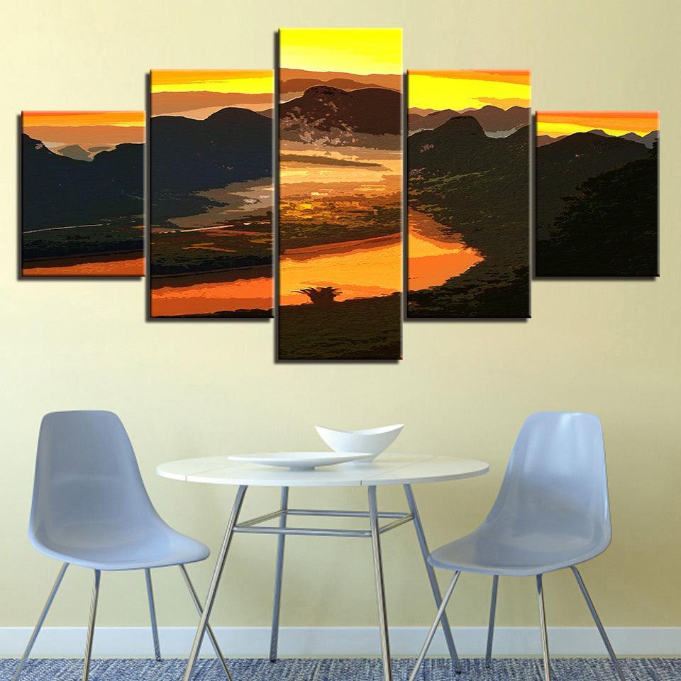The Black Mountains Collection 5 Piece HD Multi Panel Canvas Wall Art Frame-Original Frame