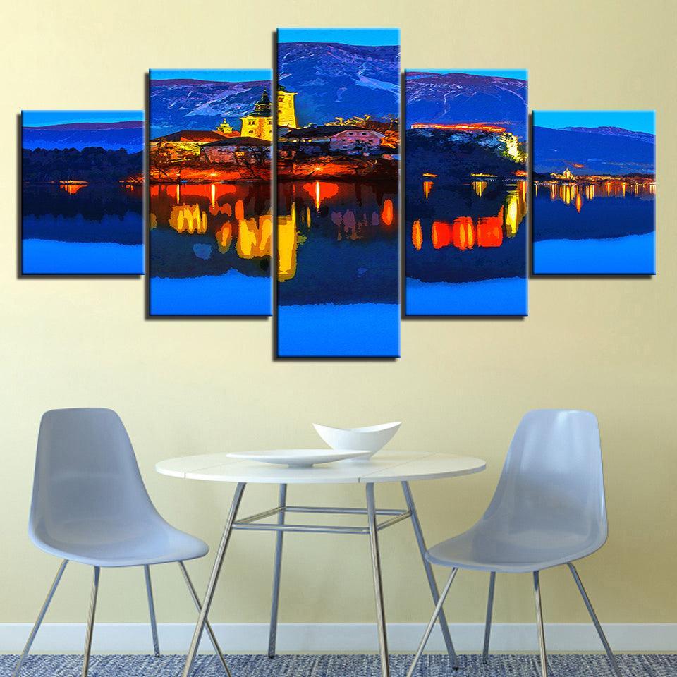 The Abstract Lighthouse Collection 5 Piece HD Multi Panel Canvas Wall Art Frame-Original Frame