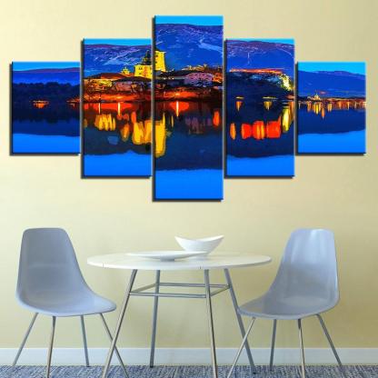 The Abstract Lighthouse Collection 5 Piece HD Multi Panel Canvas Wall Art Frame-Original Frame