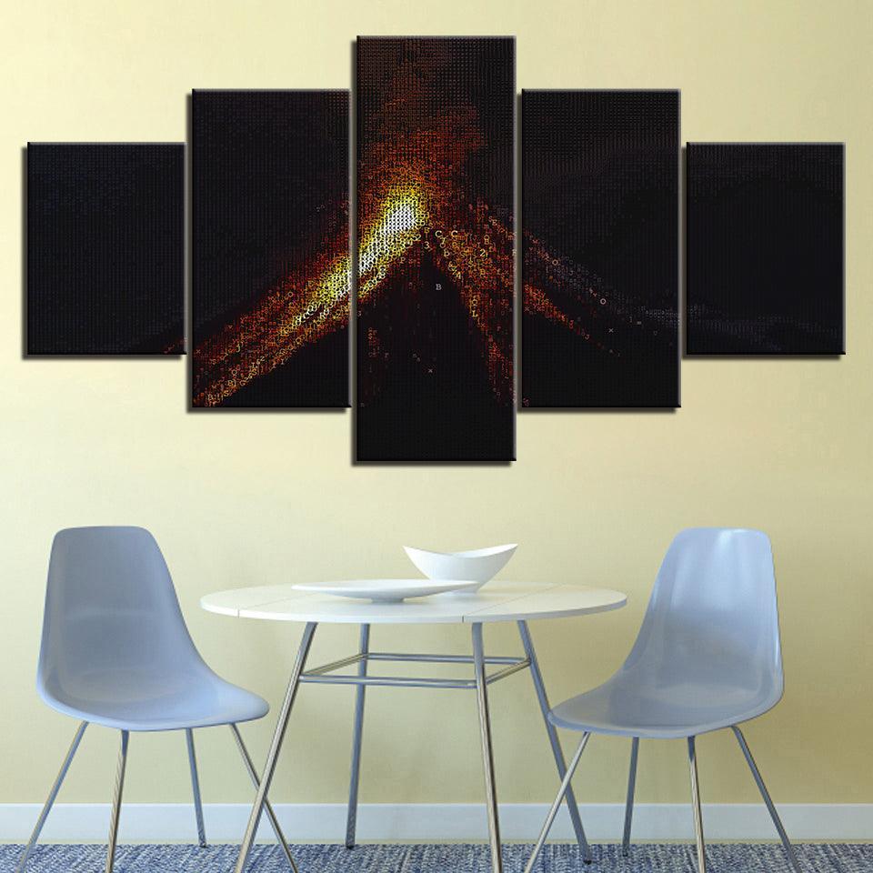 The Abstract Bonfire Collection 5 Piece HD Multi Panel Canvas Wall Art Frame-Original Frame
