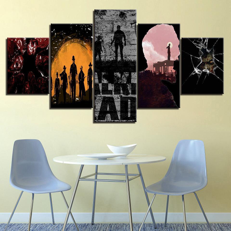 Walking Dead 5 Piece HD Multi Panel Canvas Wall Art Frame-Original Frame
