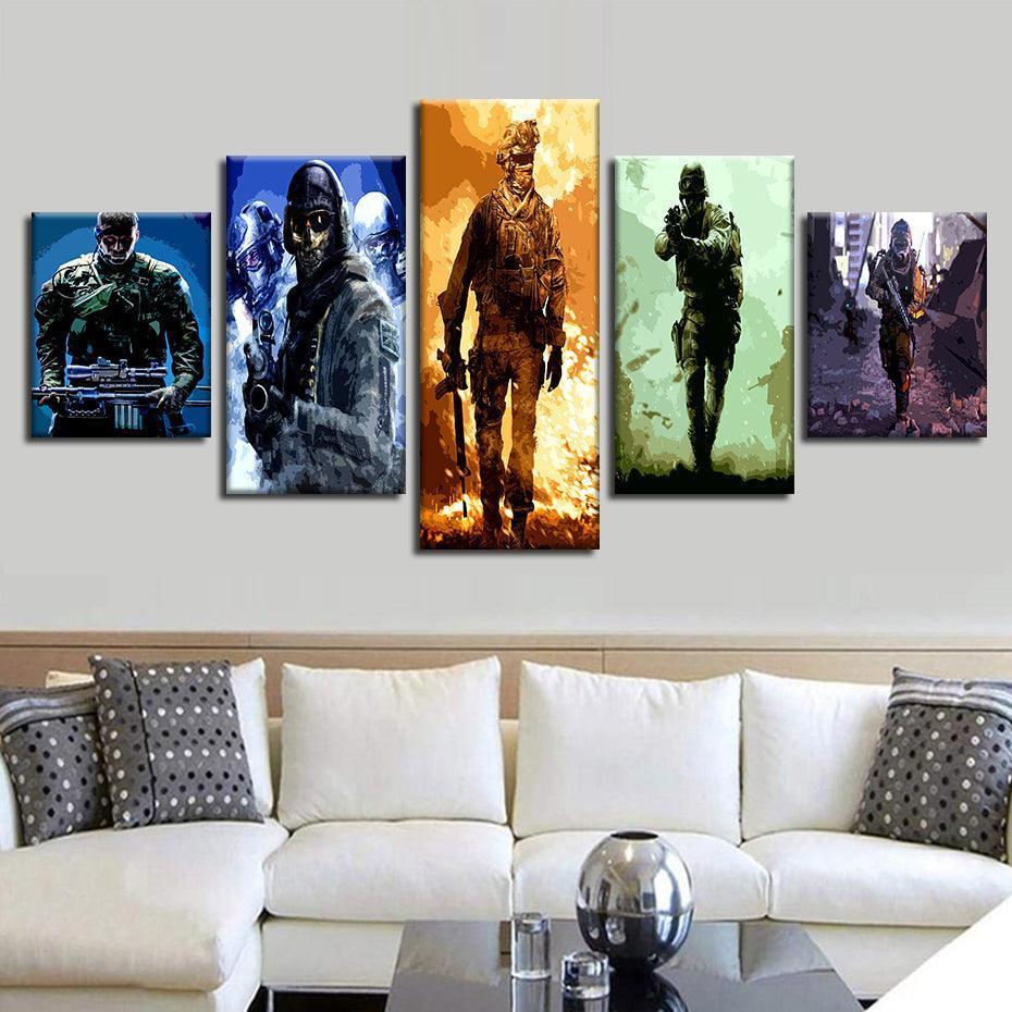Call Of Duty 5 Piece HD Multi Panel Canvas Wall Art Frame-Original Frame