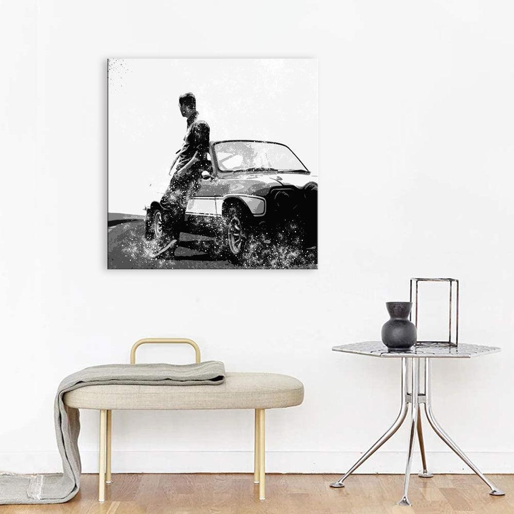 Fast And Furious Black And White 1 Piece HD Multi Panel Canvas Wall Art Frame-Original Frame